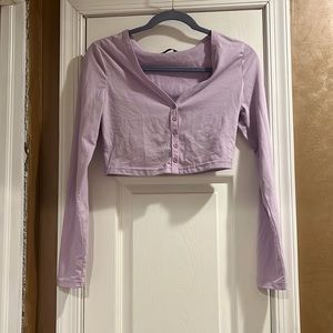 Cropped lavender cardigan
